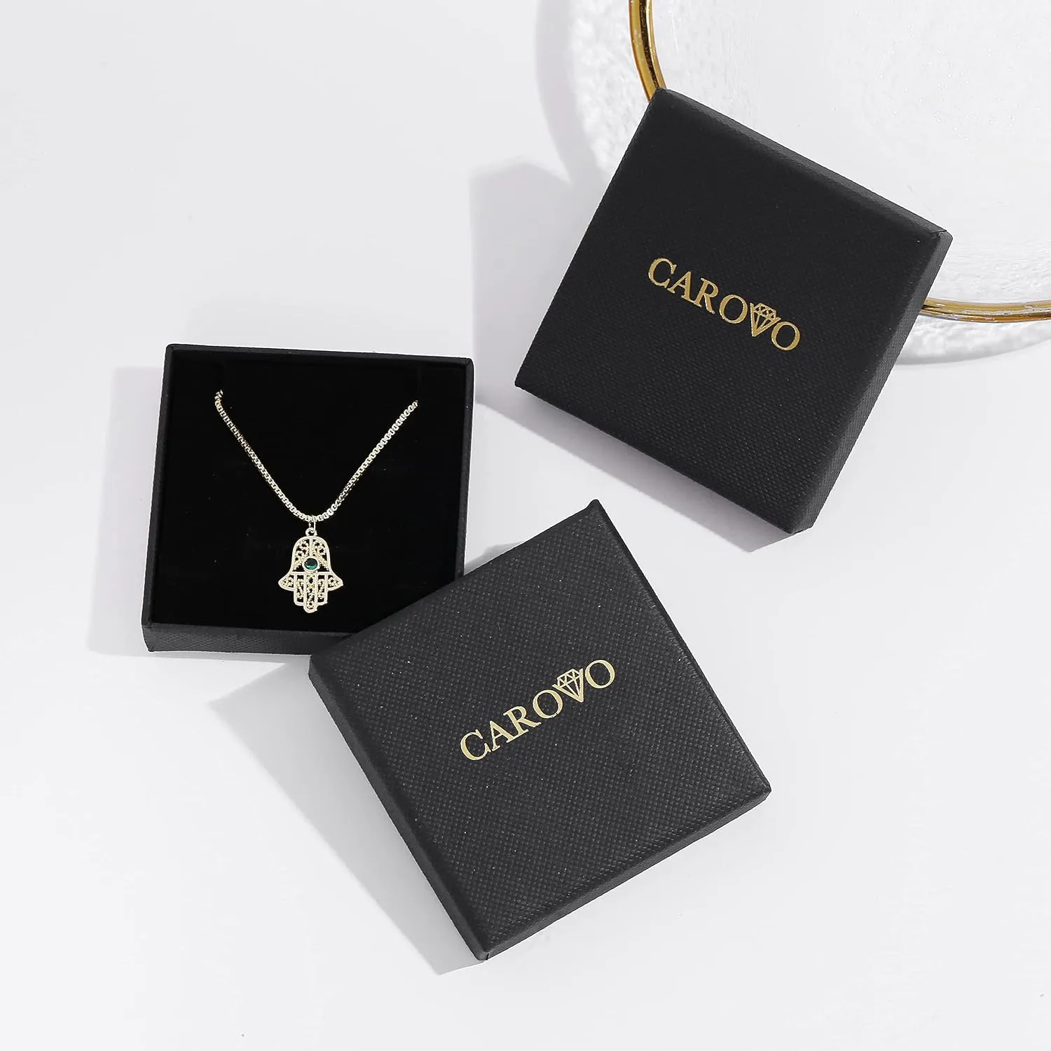 CAROVO 18K Gold Silver Plated Paperclip Chain Necklace for Women Delicate Love Heart Pendant Link Paperclip Chain Necklaces for Women