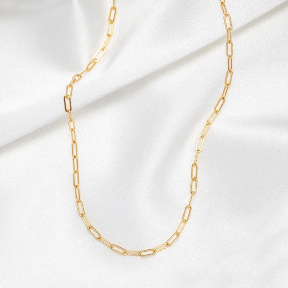 CAROVO 18K Gold Silver Plated Paperclip Chain Necklace for Women Delicate Love Heart Pendant Link Paperclip Chain Necklaces for Women