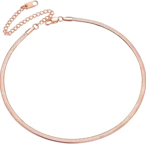 ChainsPro Womens Layered Necklace, Herringbone Chain, Snake Choker, Delicate Dainty Jewelry, 3/5MM Width, 12"/15"(Send Gift Box)