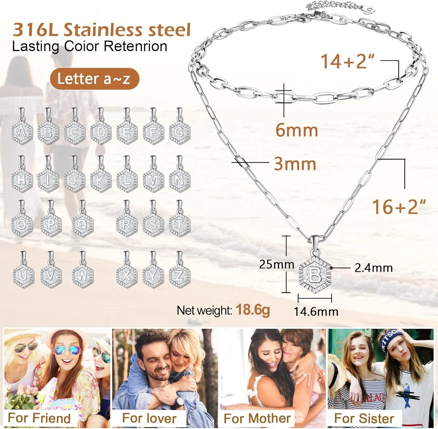 ChainsProMax Women Stylish Gold Layered Initial Necklace, with Paperclip Style Chain, Stainless Steel-Send Gift Box