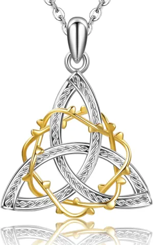 CHIC ARTSY 925 Sterling Silver Irish Trinity Celtic Knot Necklaces Oxidized Good Luck Triskele Celtic Knot Fine Jewelry Goddess Of The Moon Pendants Necklace For Women Grandma, Mom, Aunt, Sister, Niece