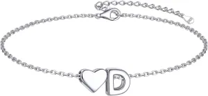 ChicSilver Sterling Silver Initial Bracelet Letters Personalized Heart Bracelet Hypoallergenic Dainty Bracelets for Women