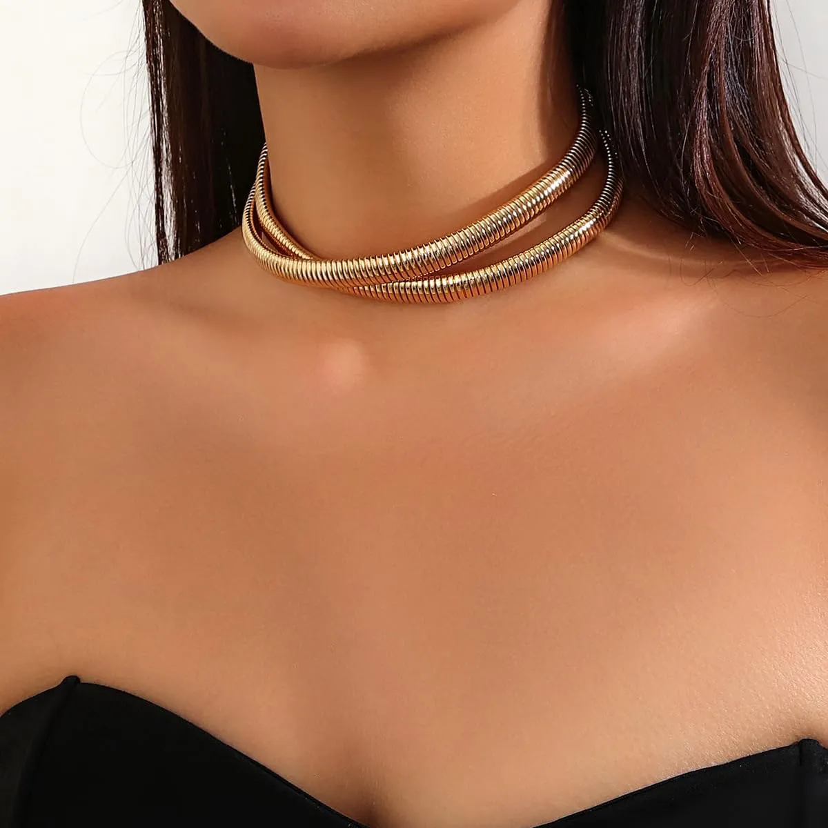 Chunky Choker Necklace for Women Gold Chunky Choker Snake Chain Statement Necklace Layered Choker Necklaces Jewelry for Women