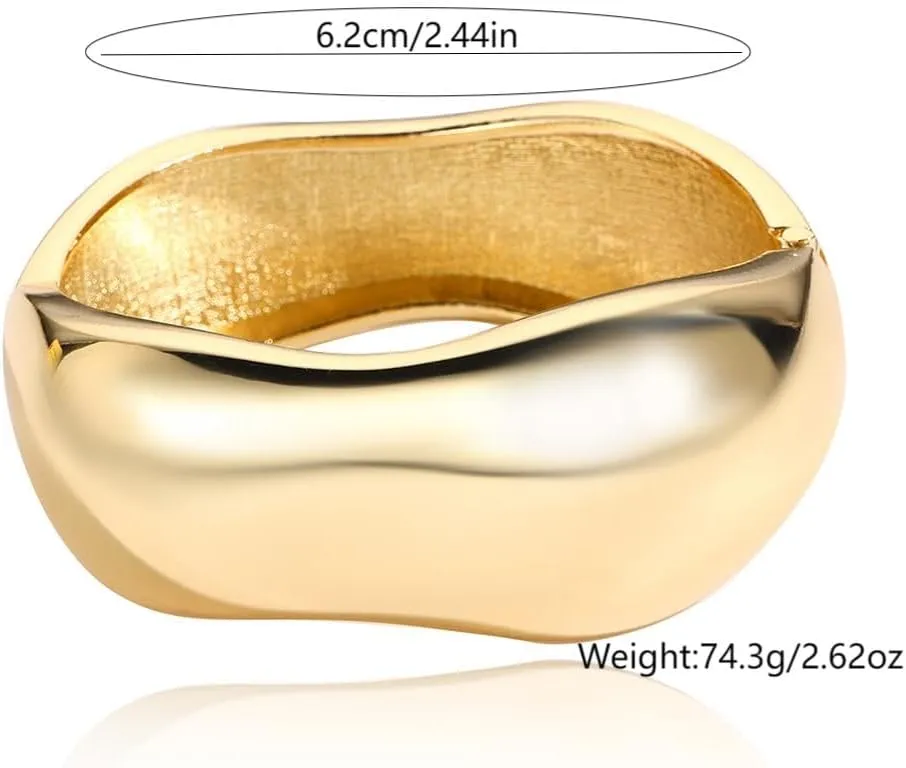 Chunky Gold Cuff Bangle Bracelets for Women - Gold Polished Trendy Twisted Hinged Cuff Open Wide Waterdrop Bangle Chunky Gold Bracelet Minimalist Bangle Jewelry Gift