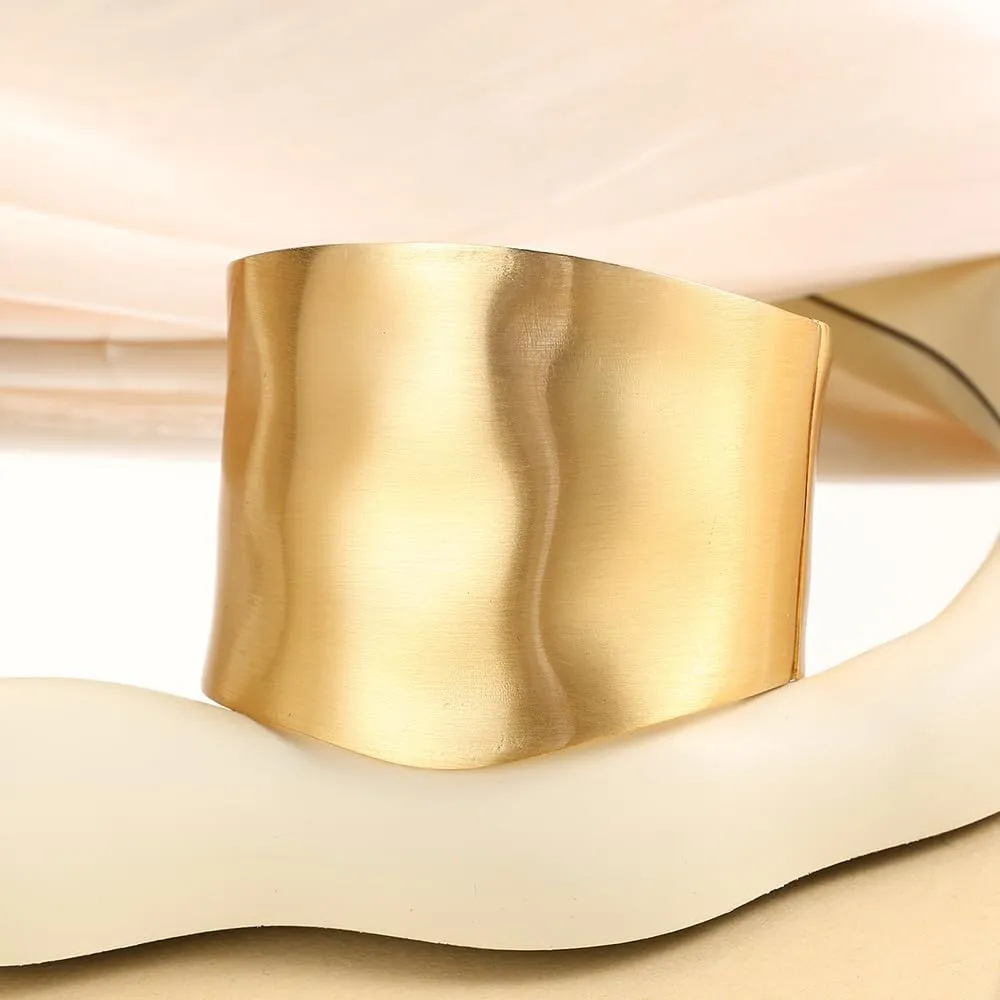 Chunky Gold Cuff Bangle Bracelets for Women - Gold Polished Trendy Twisted Hinged Cuff Open Wide Waterdrop Bangle Chunky Gold Bracelet Minimalist Bangle Jewelry Gift