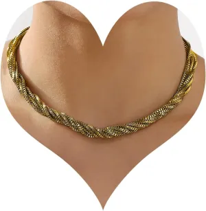 Chunky Necklace for Women Statement Necklace Thick Gold Silver Chain Choker Jewelry
