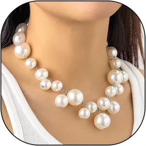 Chunky Pearl Choker for Women Exaggerated Two Tone Large Beaded Short Necklace Chic Glossy Round Ball Statement Necklaces Dainty Prom Jewelry Gift