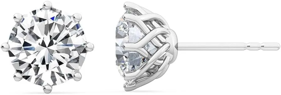 Classic 1-5 Carat (ctw) White Gold Round Cut LAB GROWN Diamond Eight Prong Stud Earrings (Color E-F Clarity VS2-SI1)