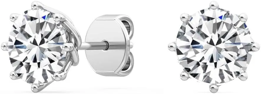 Classic 1-5 Carat (ctw) White Gold Round Cut LAB GROWN Diamond Eight Prong Stud Earrings (Color E-F Clarity VS2-SI1)