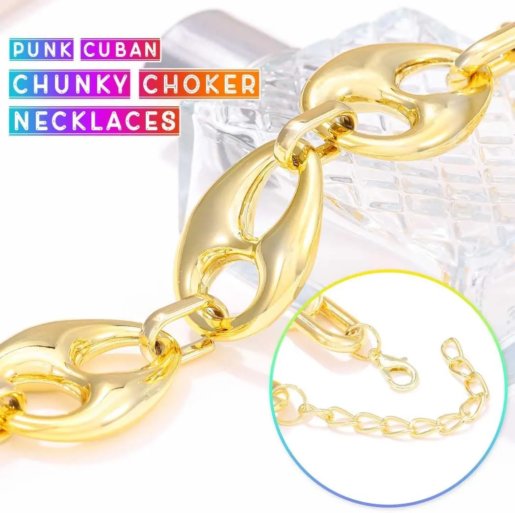CLOACE Chunky Choker Necklace Gold Cuban Link Necklaces Chain Fashion Jewelry for Women
