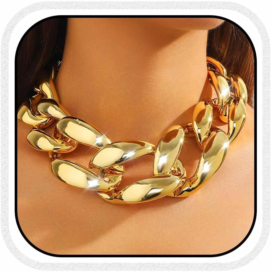 CLOACE Chunky Choker Necklace Gold Cuban Link Necklaces Chain Fashion Jewelry for Women