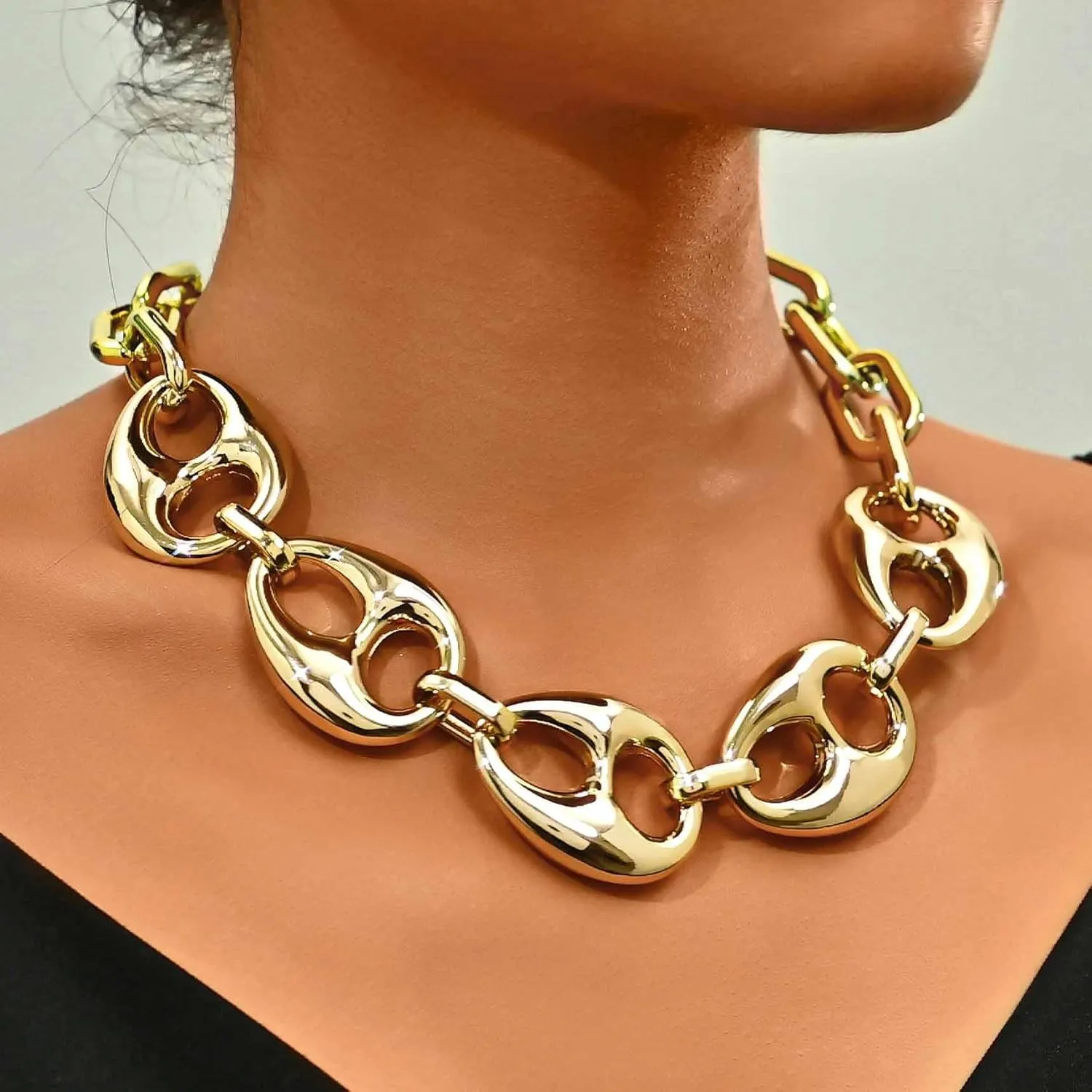 CLOACE Chunky Choker Necklace Gold Cuban Link Necklaces Chain Fashion Jewelry for Women
