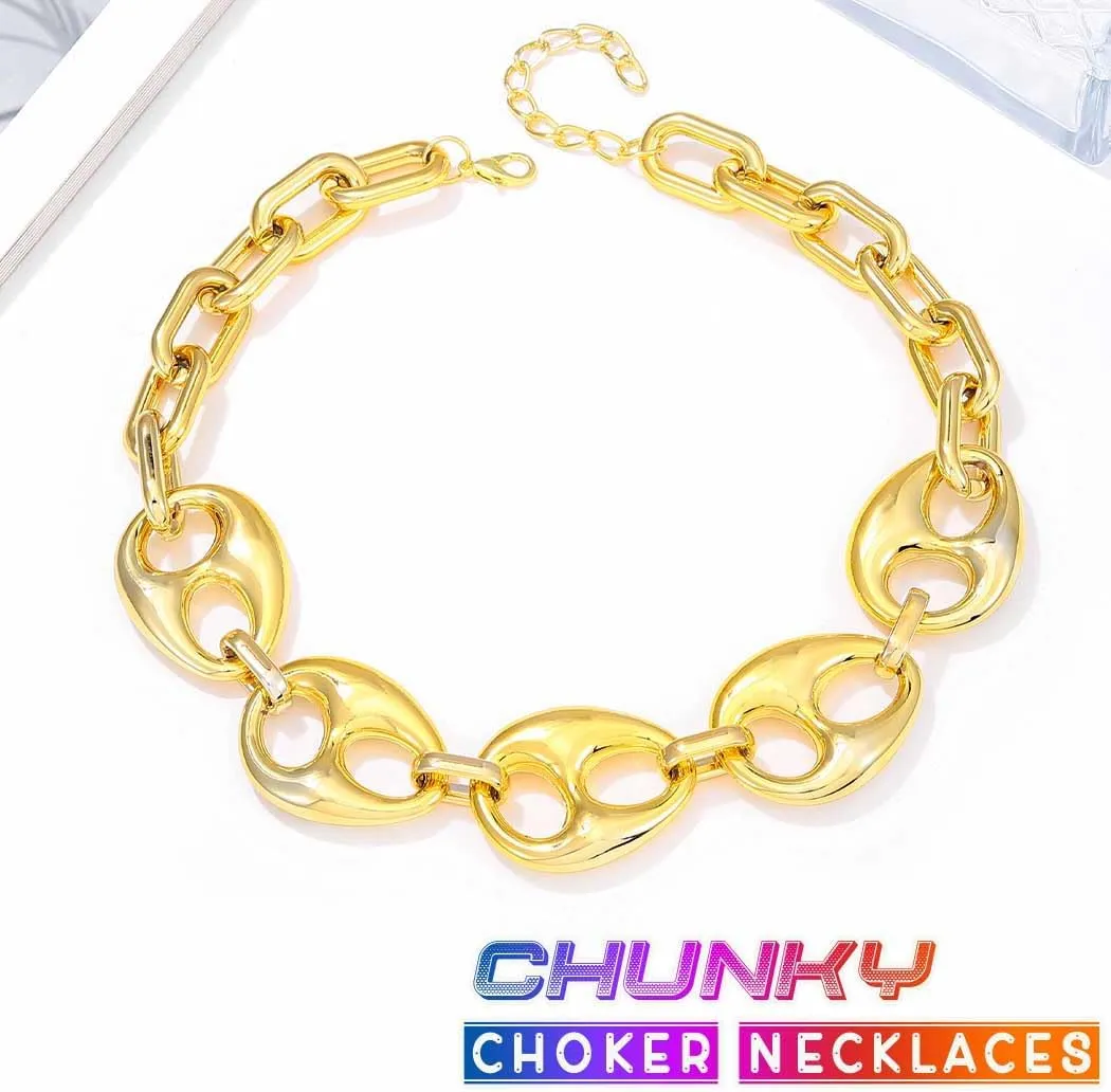 CLOACE Chunky Choker Necklace Gold Cuban Link Necklaces Chain Fashion Jewelry for Women