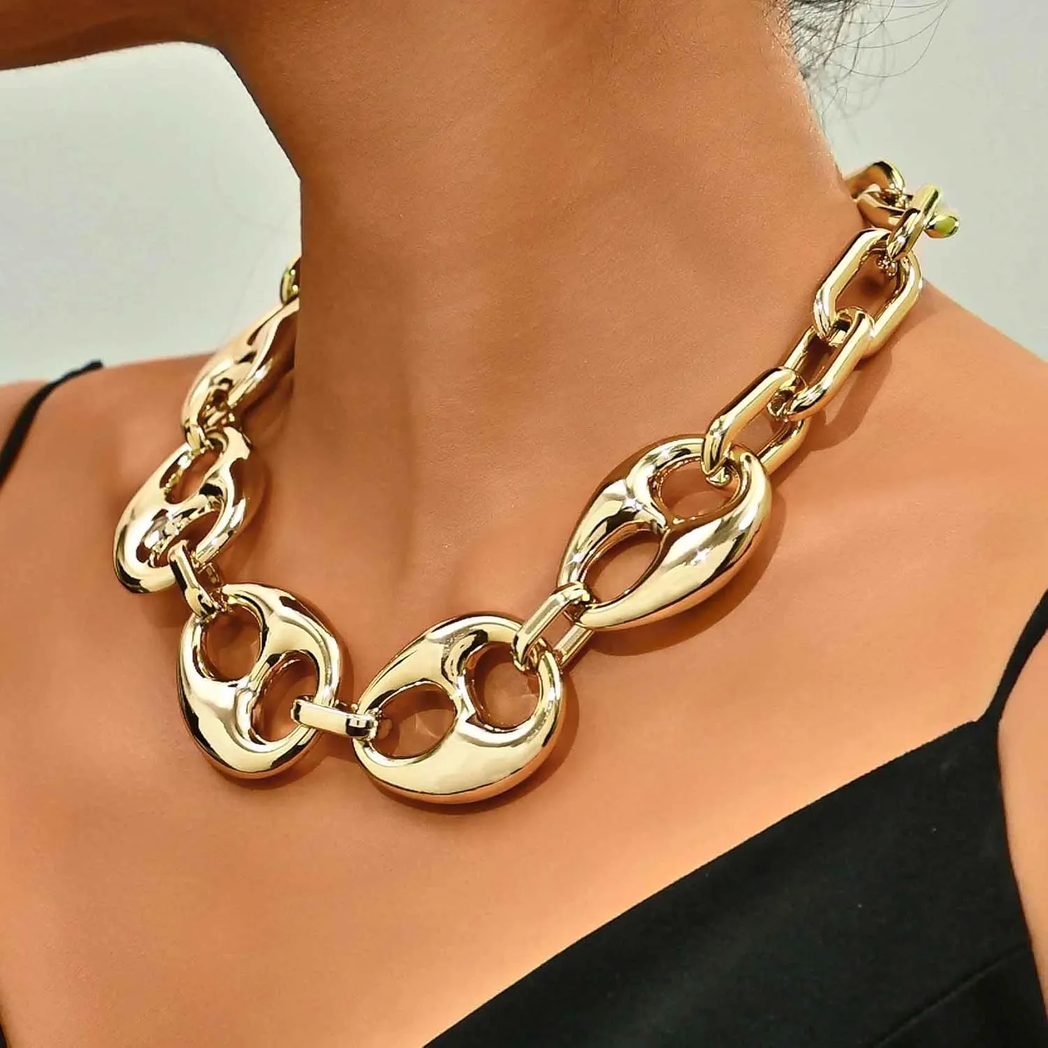CLOACE Chunky Choker Necklace Gold Cuban Link Necklaces Chain Fashion Jewelry for Women