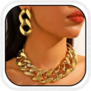 CLOACE Chunky Choker Necklace Set Gold Thick Necklaces Sets Cuban Punk Chain Jewelry Accessories for Women