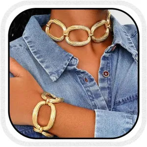 CLOACE Chunky Choker Necklace Set Gold Thick Necklaces Sets Punk Cuban Chain Jewelry Accessories for Women