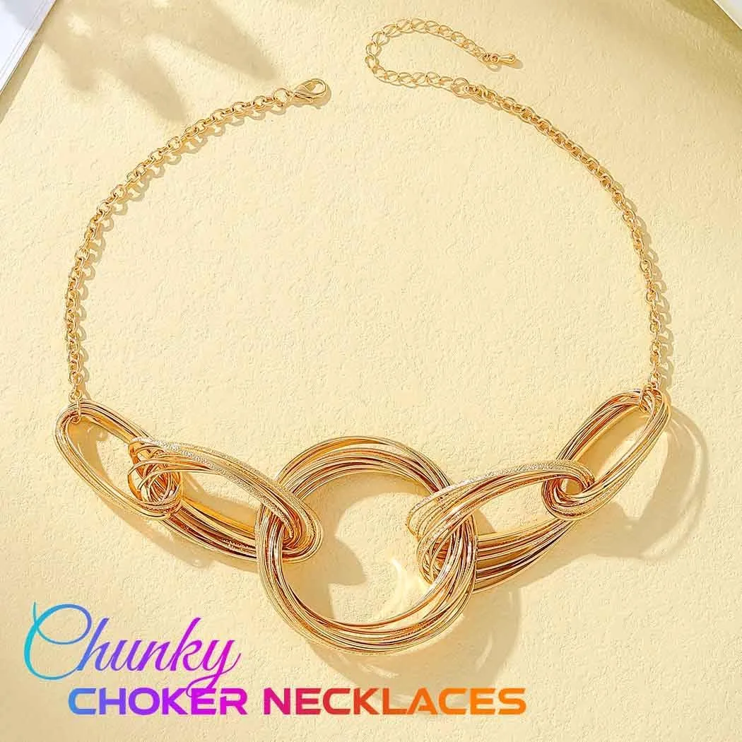 CLOACE Chunky Choker Necklaces Gold Pendant Necklace Chain Punk Thick Necklace Accessories for Women