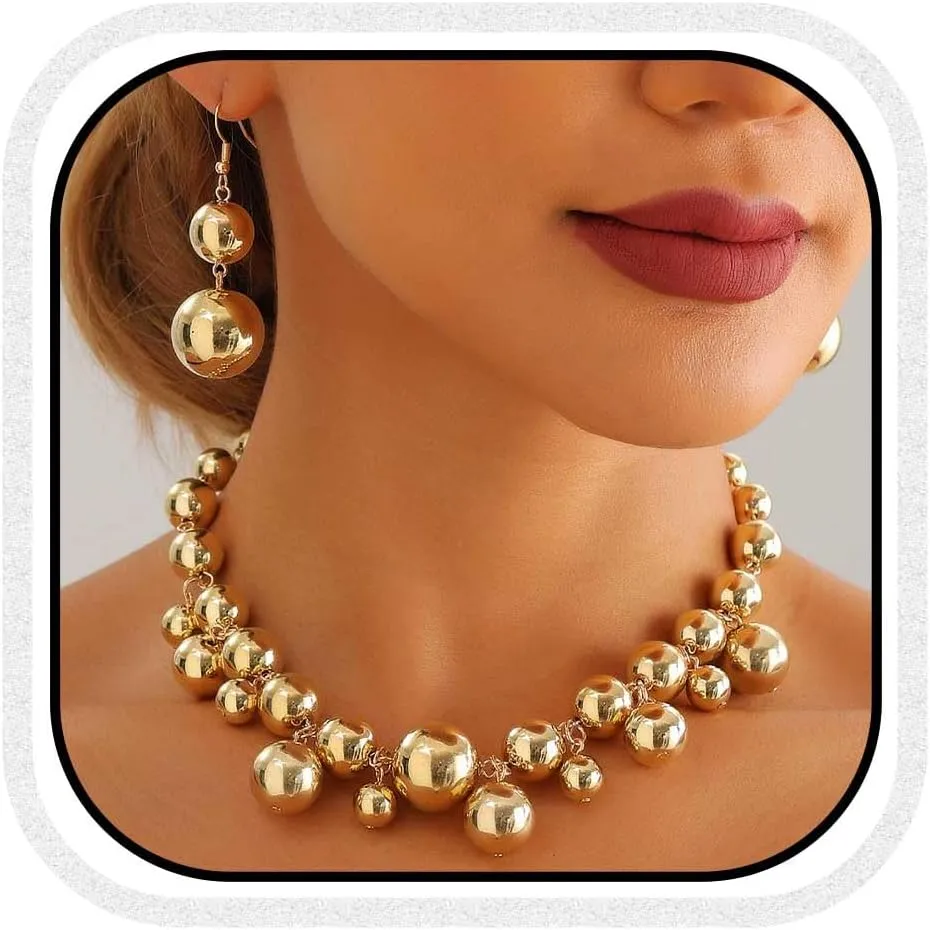 CLOACE Chunky Pearl Choker Necklace Set Gold Beaded Punk Necklaces Dainty Jewelry Accessories for Women