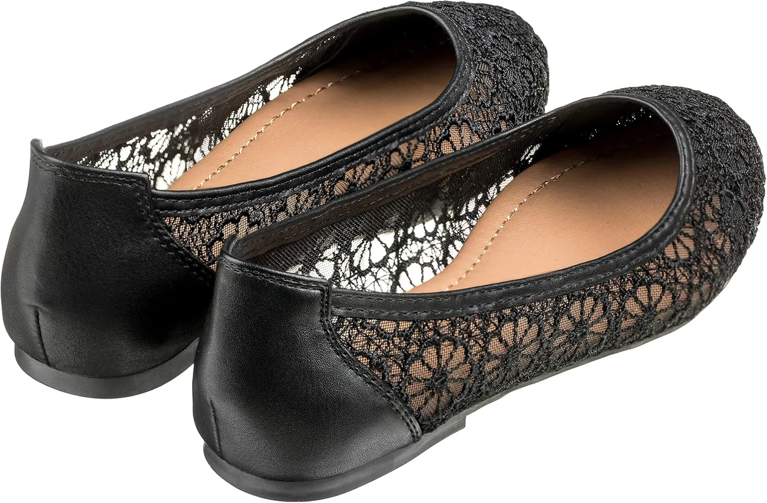 CLOVERLAY Women's Ballet Shoe Floral Breathable Crochet Lace Ballet Flats
