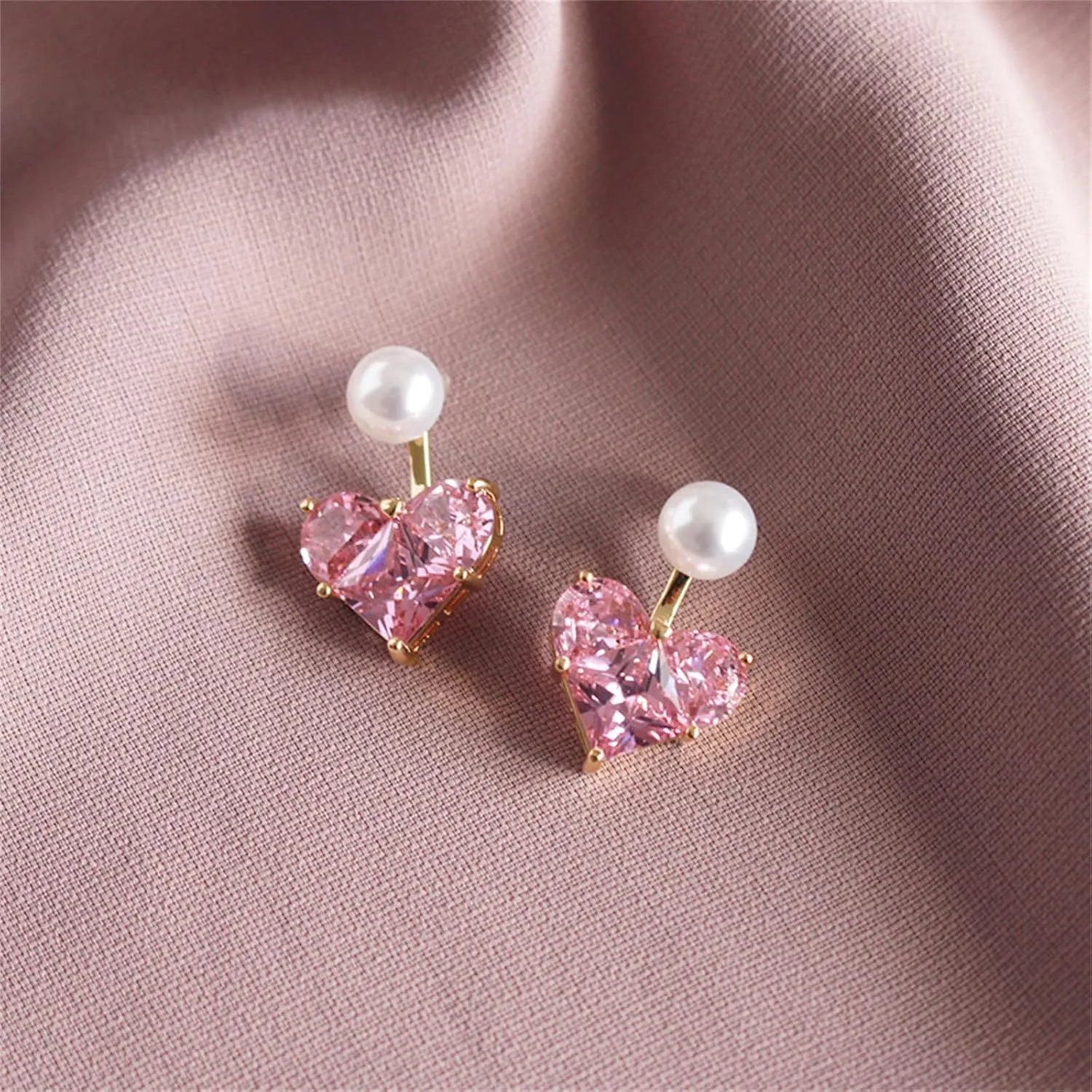coadipress Crystal Heart Earrings for Women Creative Dainty Sparkling Pink Infinity Love Heart Dangle Drop Statement Earrings Wife Mom Jewelry