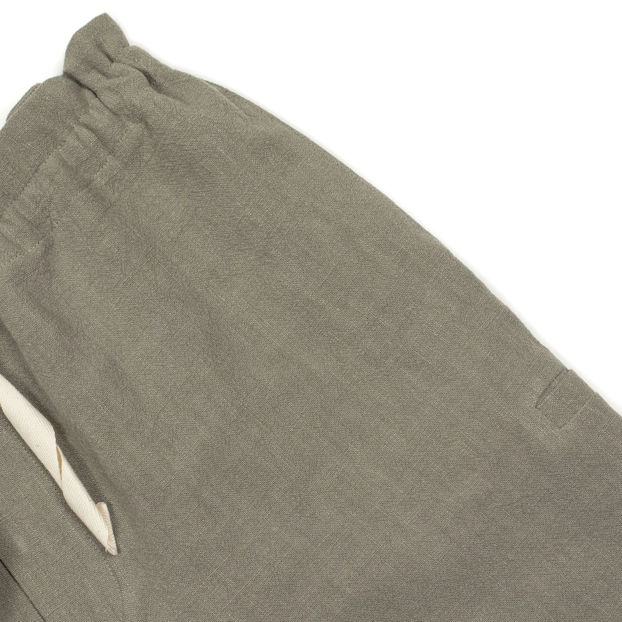 Comfy drawstring trousers in greige ramie (Exclusive)