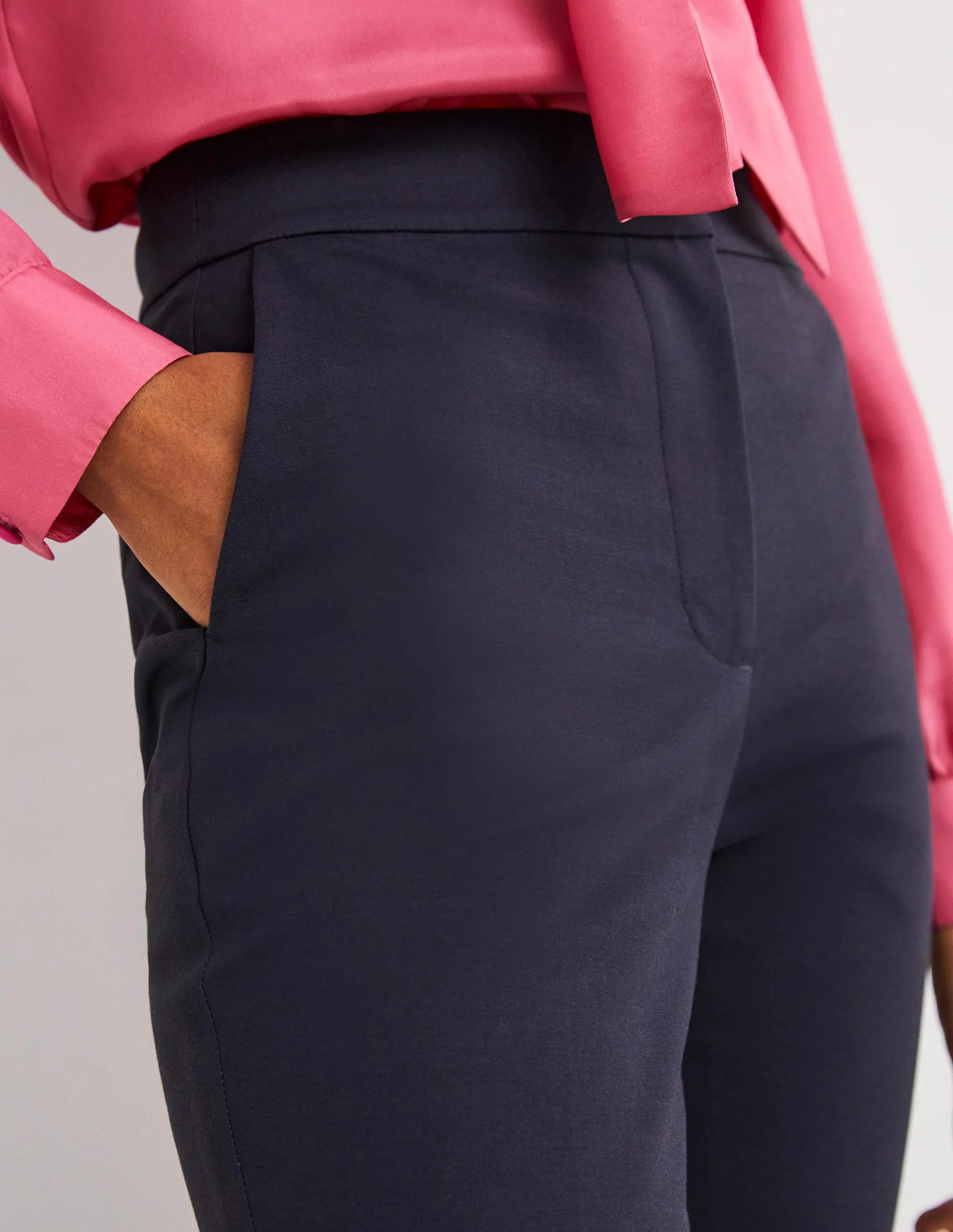 Cropped Flare Trousers-Navy