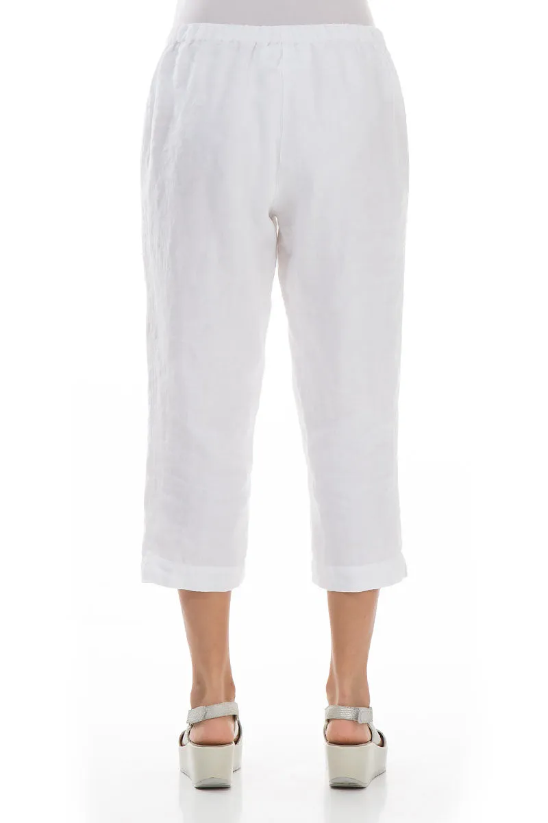 Cropped White Linen Trousers