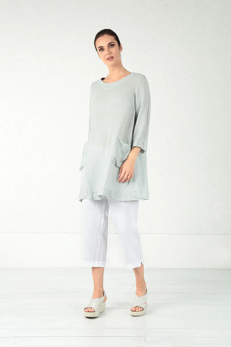 Cropped White Linen Trousers