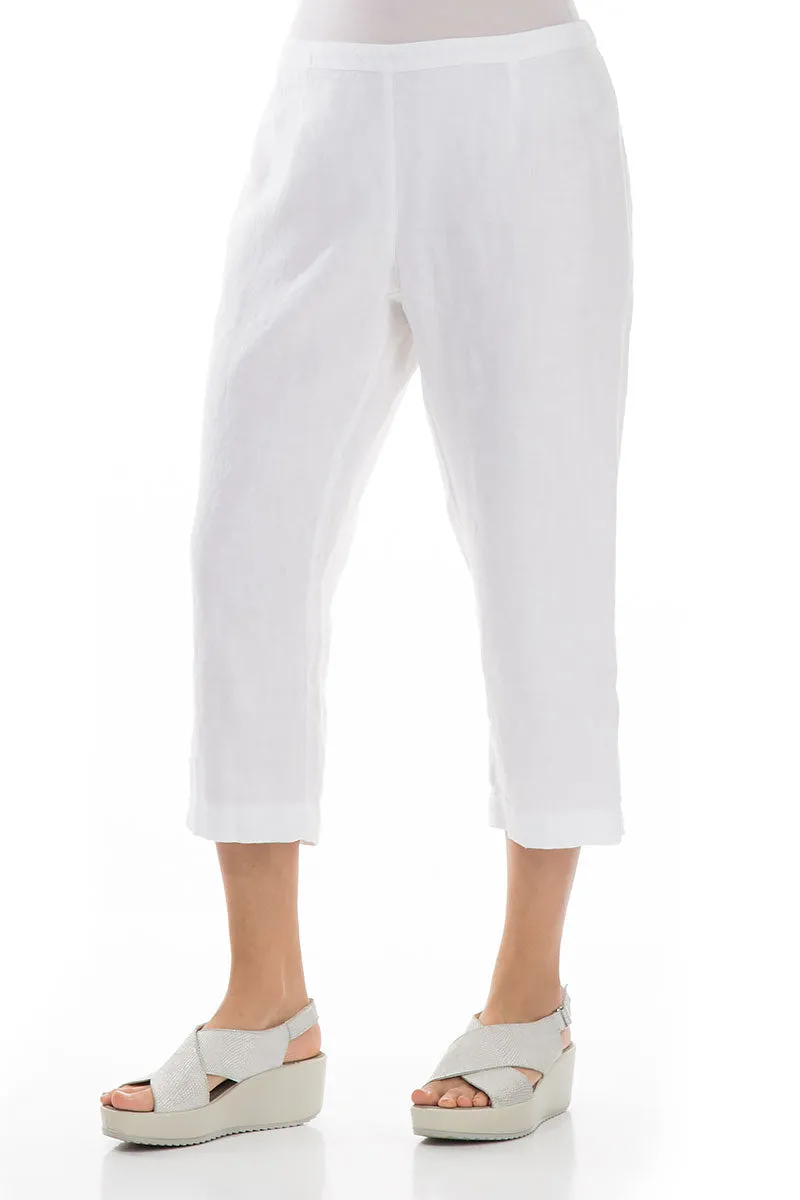 Cropped White Linen Trousers