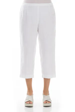 Cropped White Linen Trousers