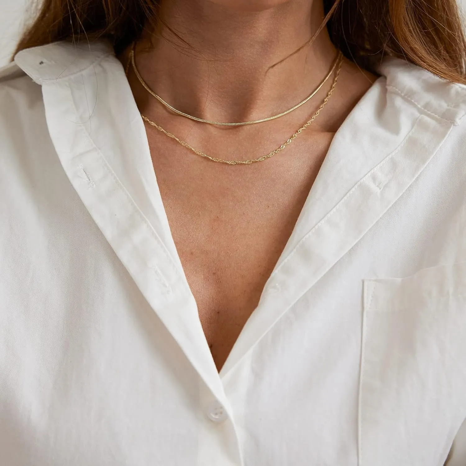 Cross Necklace 14K Gold Silver Plated Double Cross Pendant Necklace Dainty Trendy Diamond Cross Charm Link Chain Choker Delicate Faith Jewelry Religious Gifts for Women