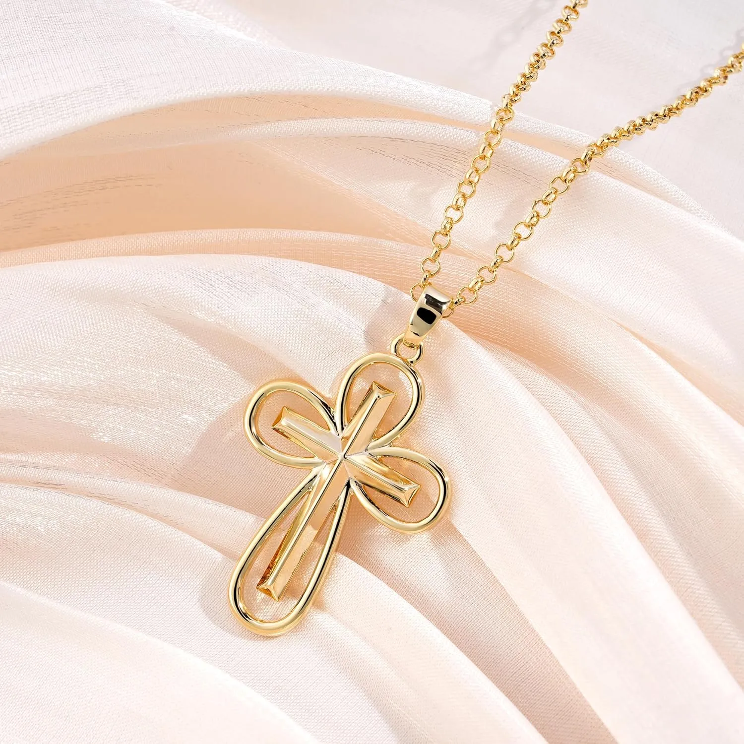 Cross Necklace for Women 14K Gold Plated Necklace Dainty Layered Necklaces Everyday Jewelry for Women