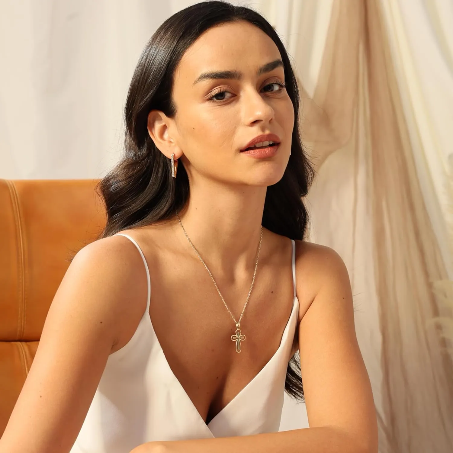 Cross Necklace for Women 14K Gold Plated Necklace Dainty Layered Necklaces Everyday Jewelry for Women