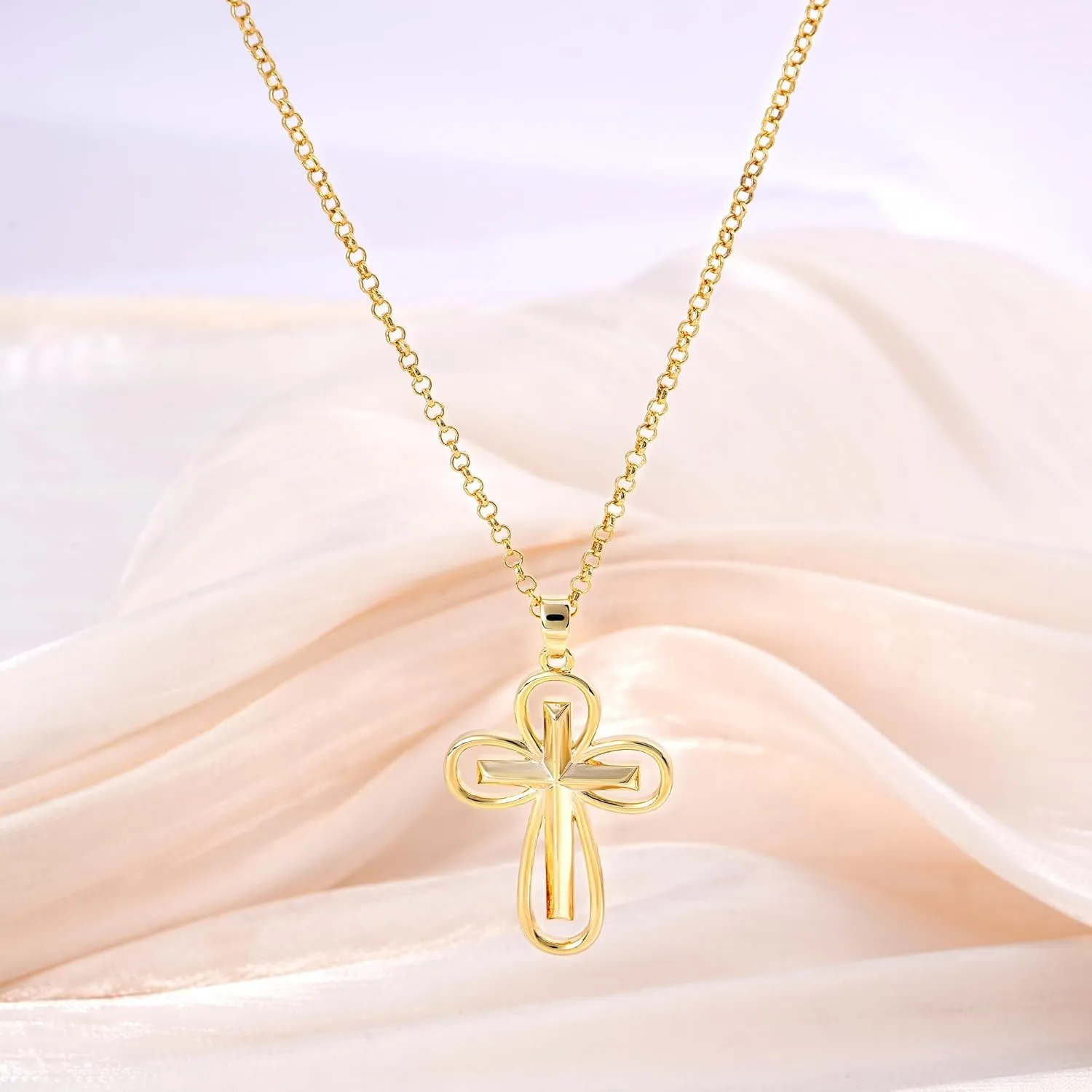 Cross Necklace for Women 14K Gold Plated Necklace Dainty Layered Necklaces Everyday Jewelry for Women