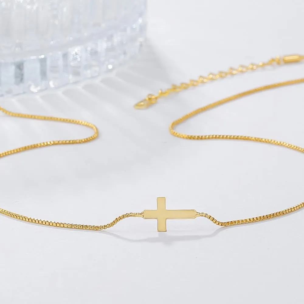 Cross Necklace for Women Cross Choker Datiny Small Cute Sideway Necklaces CZ Layered Faith Pendant Necklace Trendy Religious Jewelry Gift