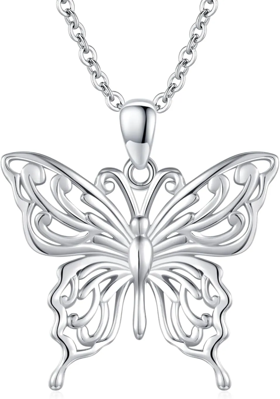 CUOKA MIRACLE Opal Butterfly Necklace for Women 925 Sterling Silver Dainty Cute Butterfly Charm Jewelry Delicate Pendant Butterfly Necklace Birthday Christmas Gift for Wife Girlfriend Mom Teen