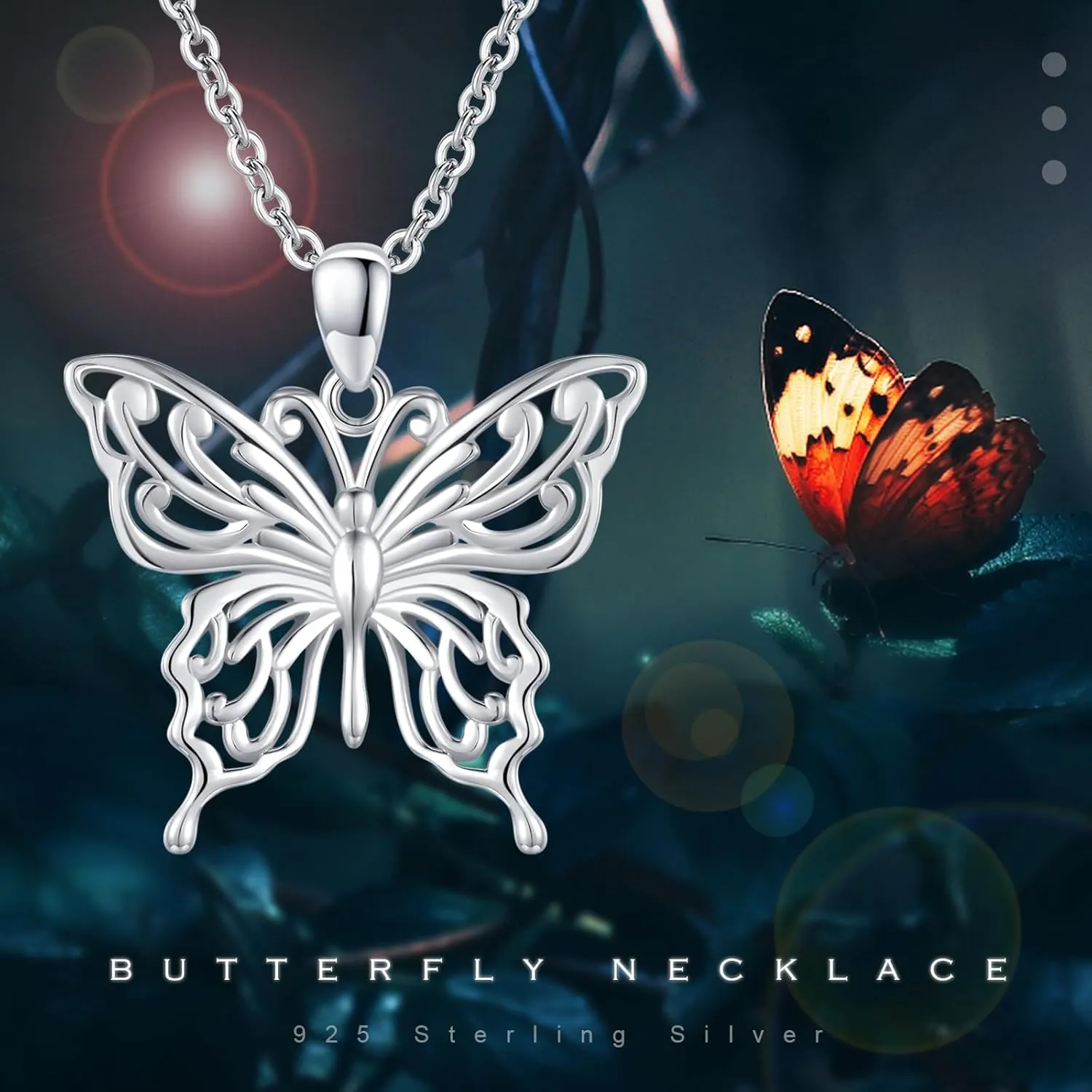 CUOKA MIRACLE Opal Butterfly Necklace for Women 925 Sterling Silver Dainty Cute Butterfly Charm Jewelry Delicate Pendant Butterfly Necklace Birthday Christmas Gift for Wife Girlfriend Mom Teen