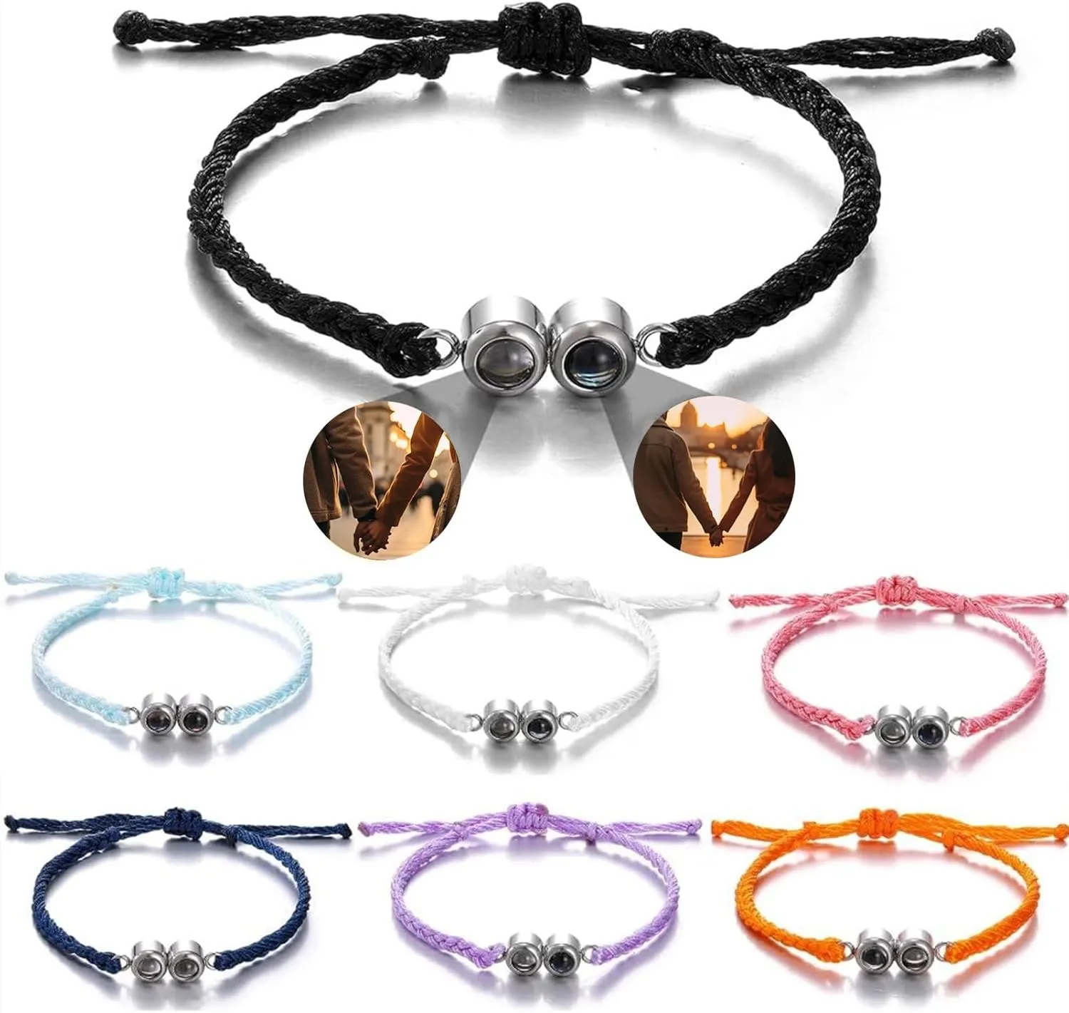 Custom Bracelets with Pictures inside, Customized Projection Bracelets with Photos, Picture Bracelet Personalized Photos, Anniversary Memorial Gifts for Women/Men/Family/Couple/Friends