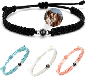Custom Bracelets with Pictures, Personalized Projection Bracelets with Photos, Personalized Rope Jewelry Gift for Him Her Best Friend on Birthday Valentines Day Anniversary