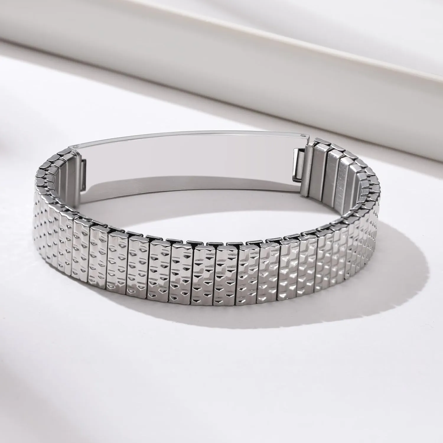 Custom Emergency Medical Alert Bracelet for MenWomen, Personalized Silver Stainless Steel Id Bracelets for Family, Free Engraving of Id and Contact Number