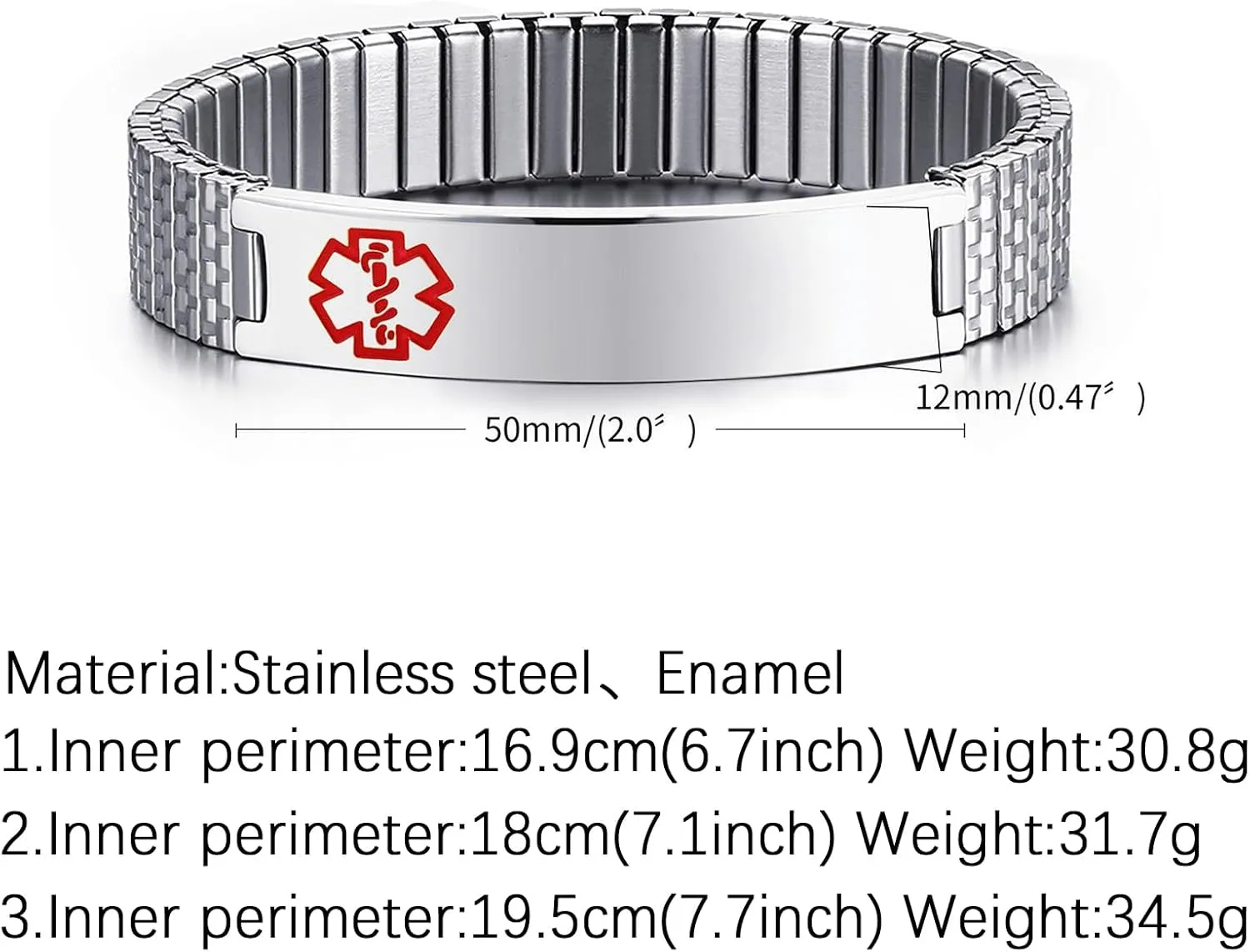 Custom Emergency Medical Alert Bracelet for MenWomen, Personalized Silver Stainless Steel Id Bracelets for Family, Free Engraving of Id and Contact Number
