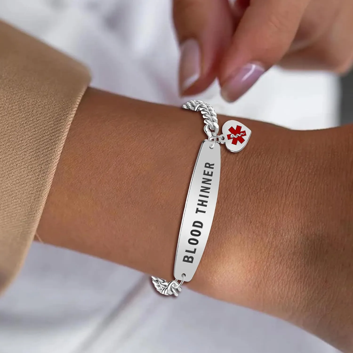 Custom Medical Alert Bracelets for Men & Women Customizable Free Engraving Stainless Steel Emergency Personalized Medical ID Wristband Bracelet