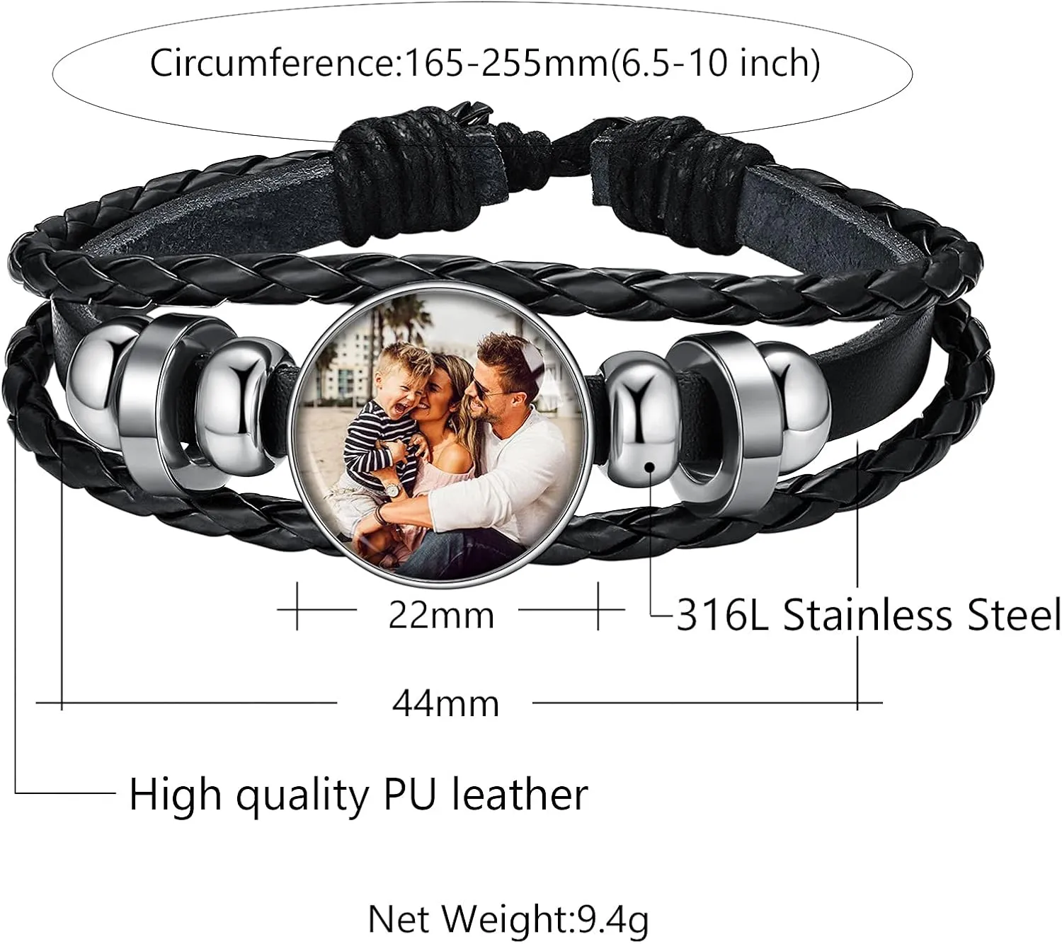 Custom4U Personalized Picture Bracelets for Women - Custom Locket/Charm Cuff Bangle Bracelet - Engraved Inspirational Memorial Jewelry Birthday Mothers Day Gift for Her Mom Wife