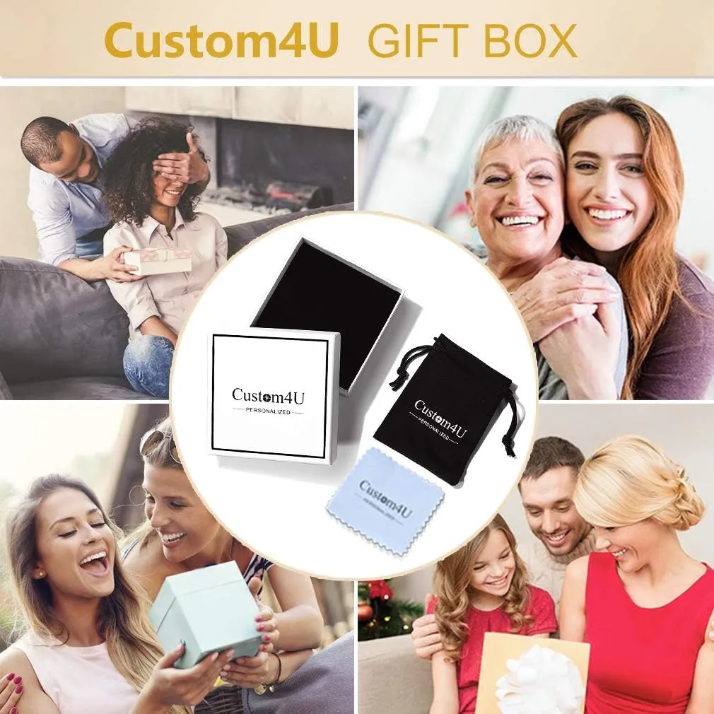 Custom4U Personalized Picture Bracelets for Women - Custom Locket/Charm Cuff Bangle Bracelet - Engraved Inspirational Memorial Jewelry Birthday Mothers Day Gift for Her Mom Wife