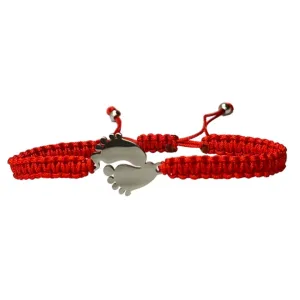 Cute Baby Feet Bracelets Stainless Steel Delicate Polished Adjustable best Jewelry Gift for friendship, Mother's day, back to school (RED)