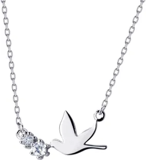 Cute Dove Bird Crystal Pendant Necklace Sterling Silver for Women Small Hammingbird Swallow Charm Chain Choker Necklaces Adjustable Hypoallergenic Delicate Jewelry Gift for Mom Daughter Friend