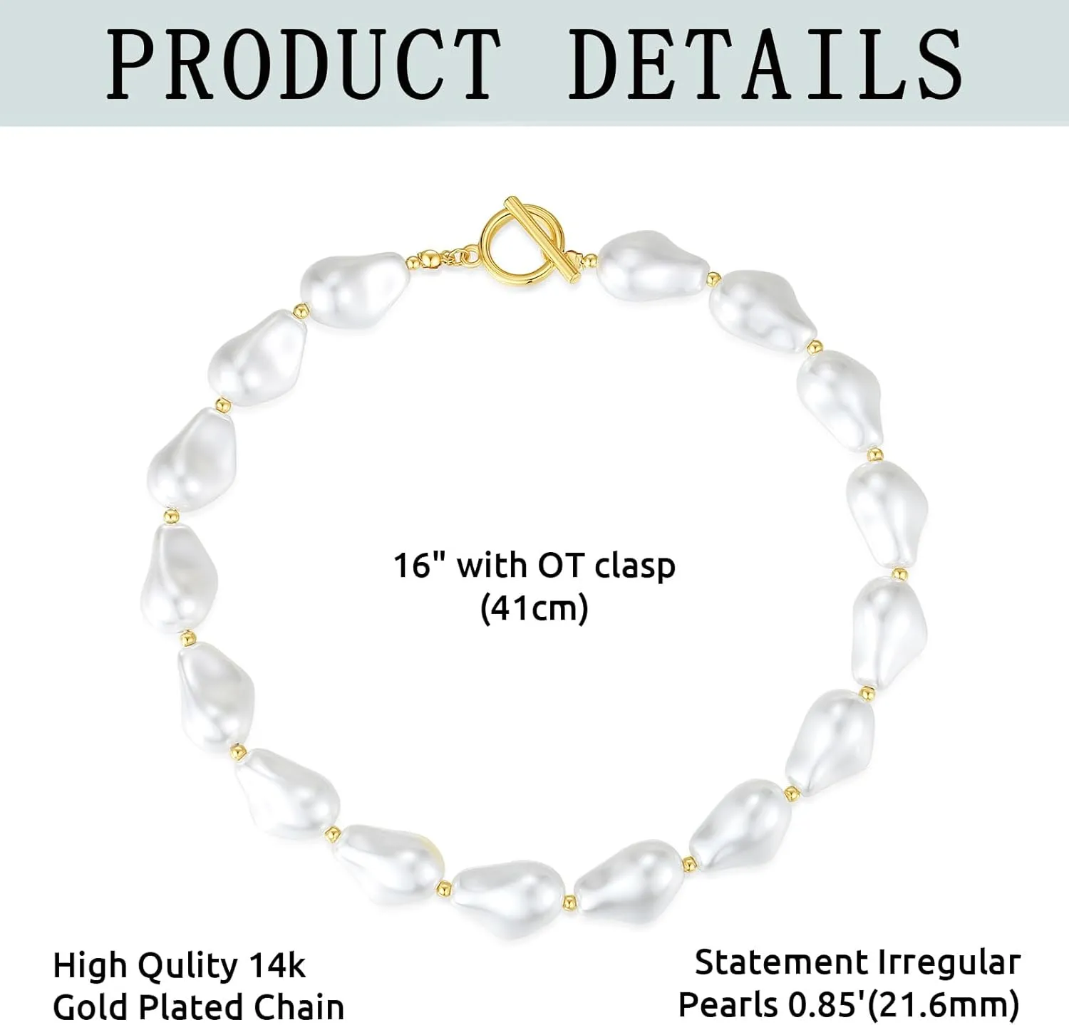 Dainty Baroque Pearl Necklaces for Women Trendy, Gold Vintage Pearl Choker Beaded Chain Necklace for Womens Perfect Jewelry Gifts on Birthday