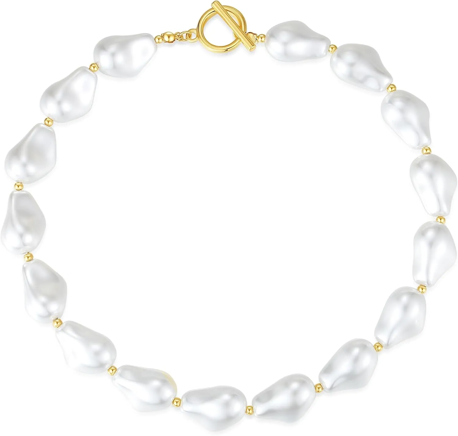 Dainty Baroque Pearl Necklaces for Women Trendy, Gold Vintage Pearl Choker Beaded Chain Necklace for Womens Perfect Jewelry Gifts on Birthday