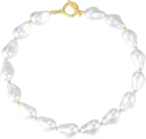 Dainty Baroque Pearl Necklaces for Women Trendy, Gold Vintage Pearl Choker Beaded Chain Necklace for Womens Perfect Jewelry Gifts on Birthday