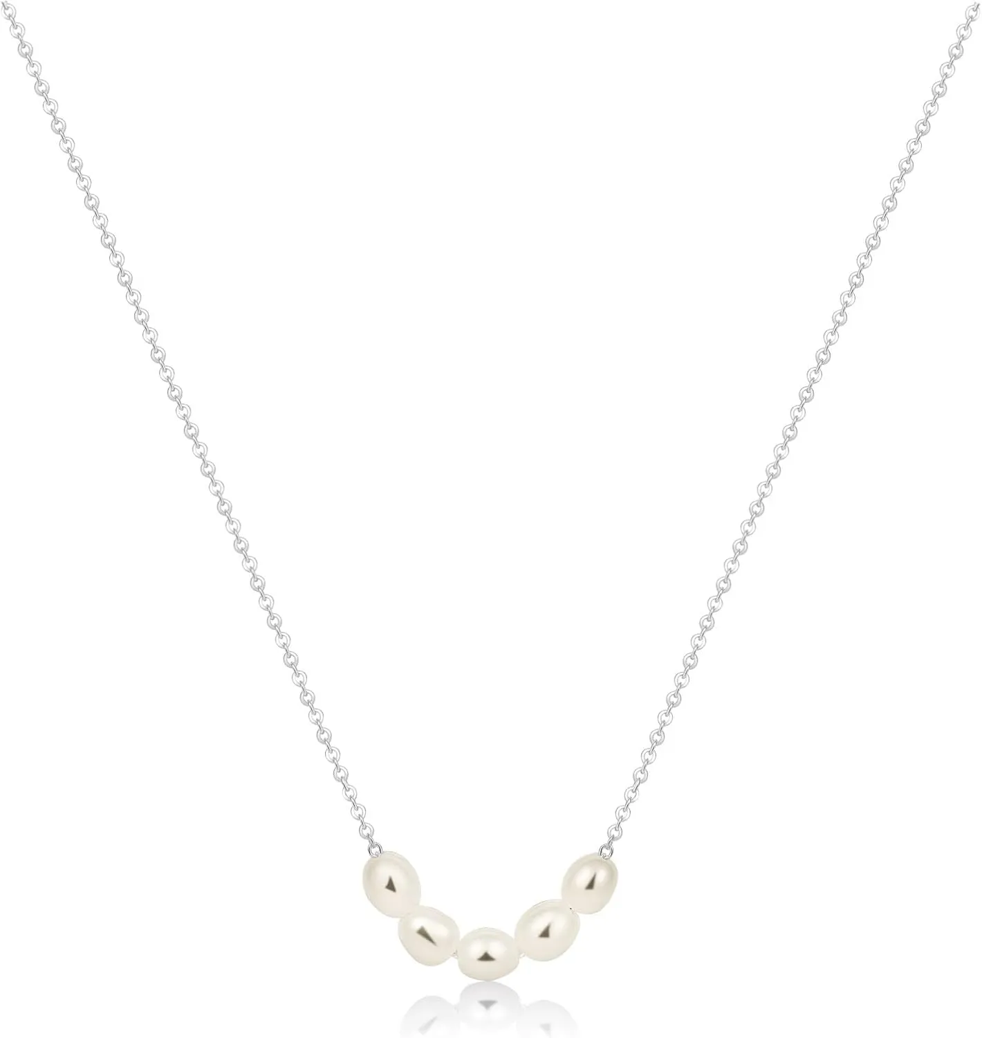Dainty Pearl Pendant Necklaces for Women 14K Gold Plated Handmade Layered Pearl Chain Necklace Delicate Layered Freshwater Pearl Necklace Everyday Jewelry Gift